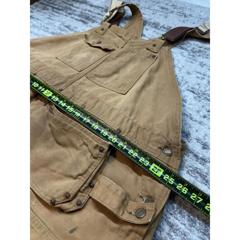 Vintage Carhartt Bib Overalls Mens 48x28 Duck Canvas Double Knee Apron Front R03